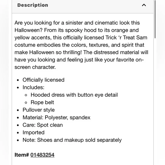 Spirit Halloween Sam Trick ‘r Treat Costume- Small (4-6) - Picture 14 of 15